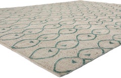 Modern Moroccan Hand-Carved Biomorphic Rug, Biophilic Japandi Meets Wabi-Sabi