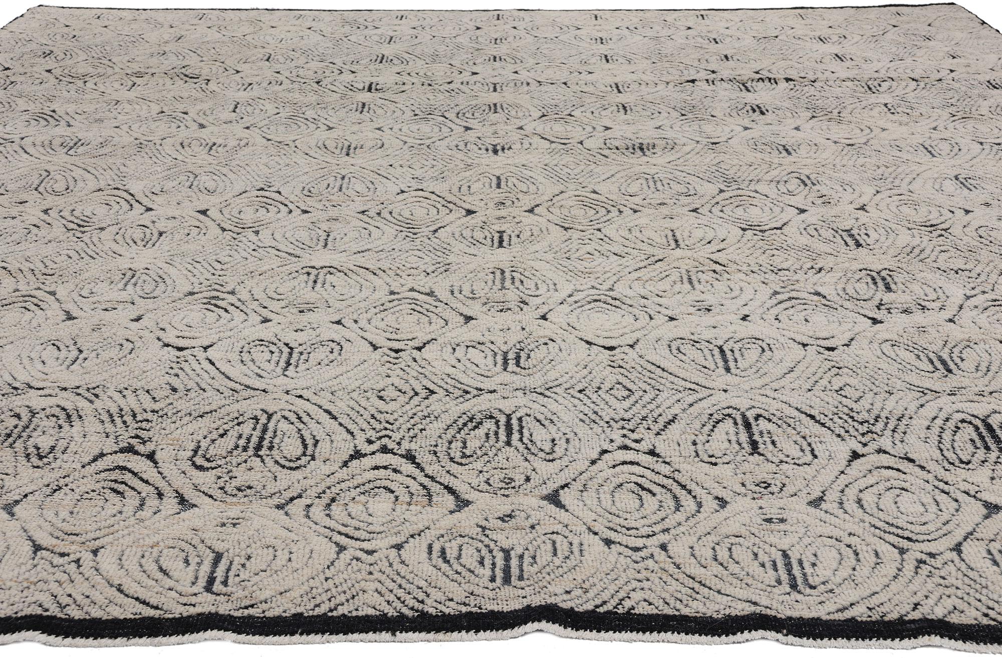 Moderner marokkanischer handgeschnitzter Biomorpher Teppich, Biophiler Japandi trifft auf Wabi-Sabi (Japonismus) im Angebot