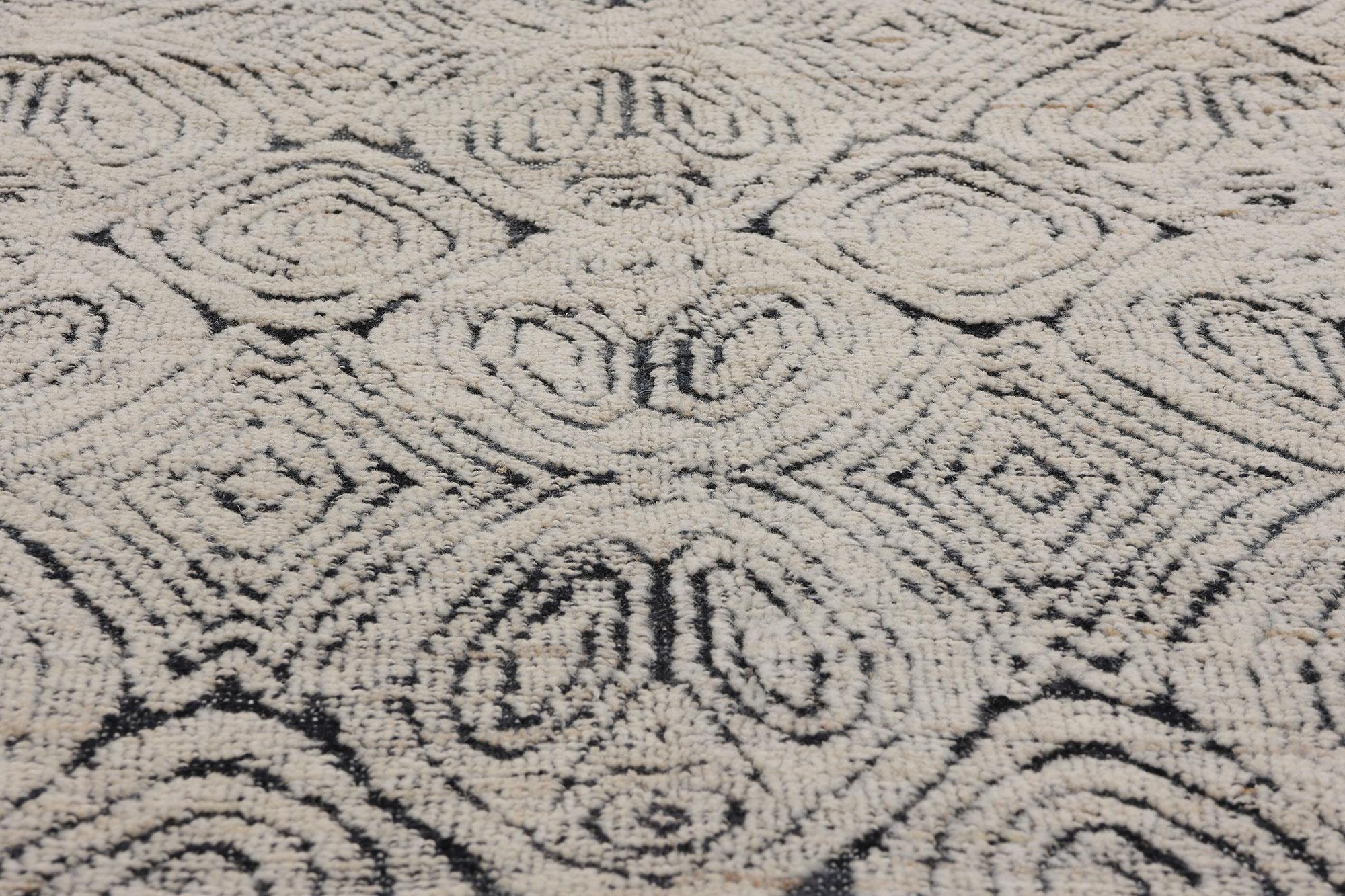 Moderner marokkanischer handgeschnitzter Biomorpher Teppich, Biophiler Japandi trifft auf Wabi-Sabi (Handgeknüpft) im Angebot