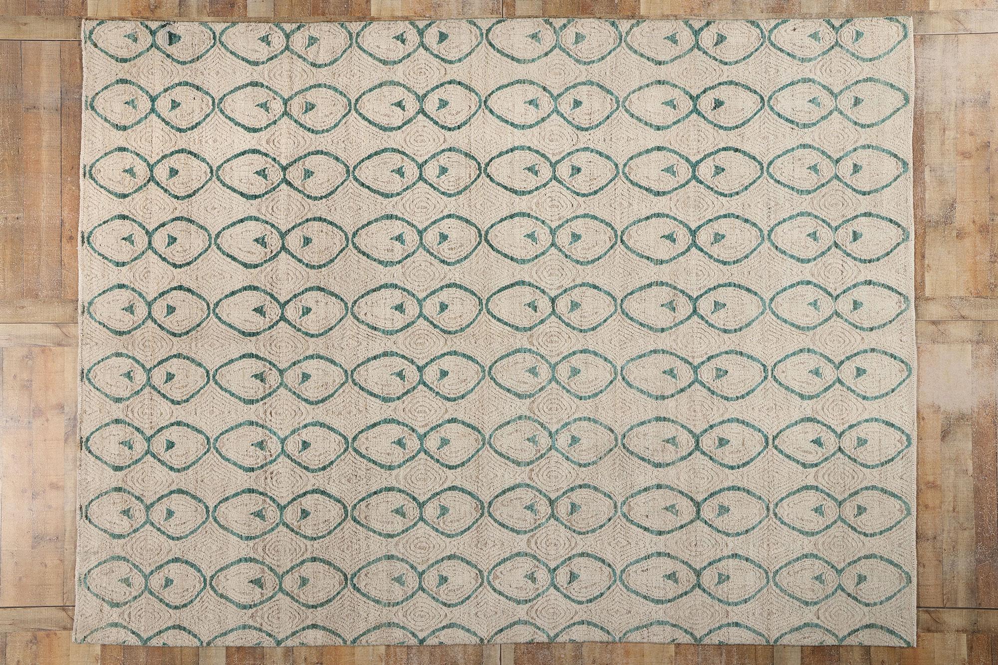 Modern Moroccan Hand-Carved Biomorphic Rug, Biophilic Japandi Meets Wabi-Sabi 1