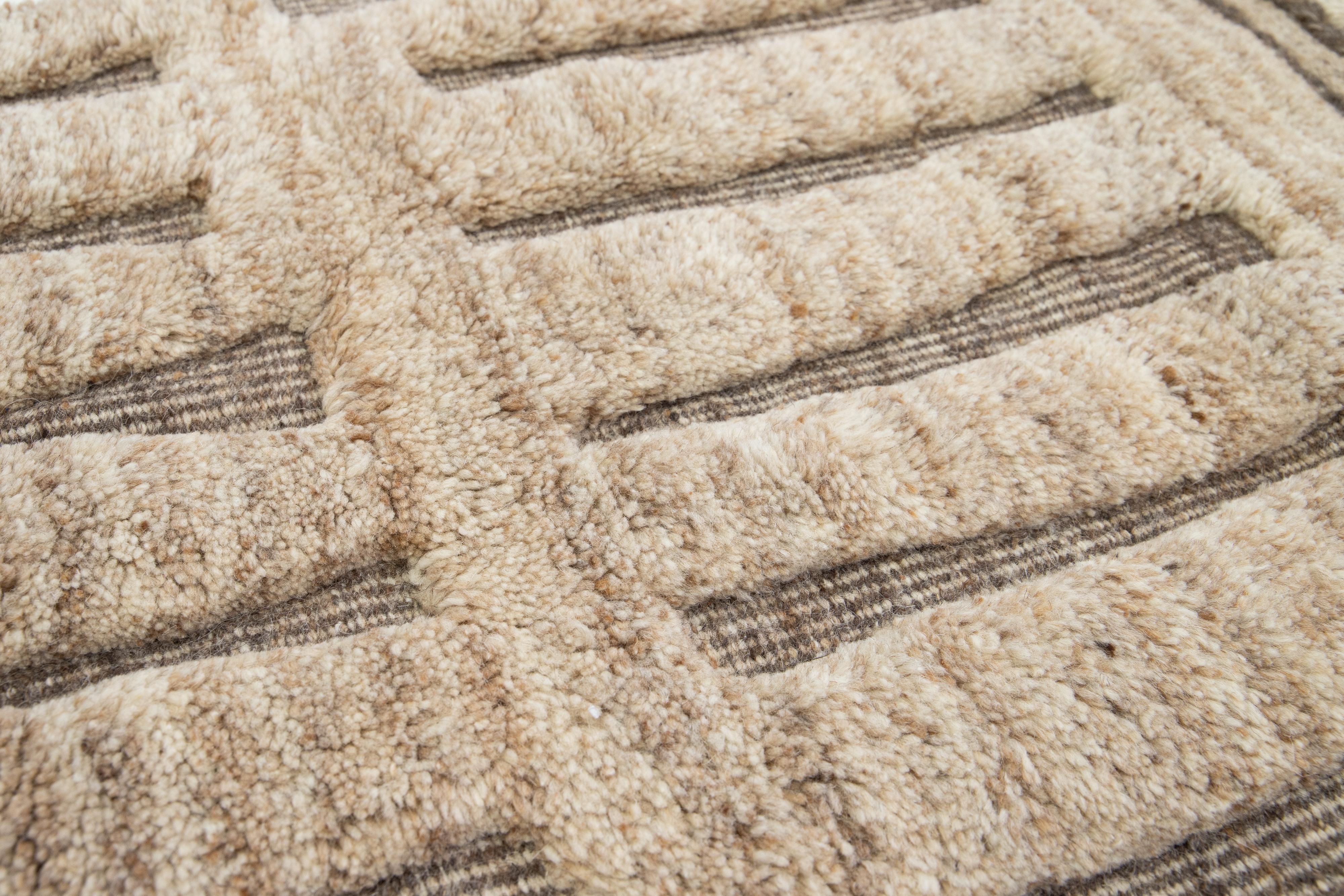 Indian Modern Moroccan Handmade Custom Wool Rug By Apadana For Sale