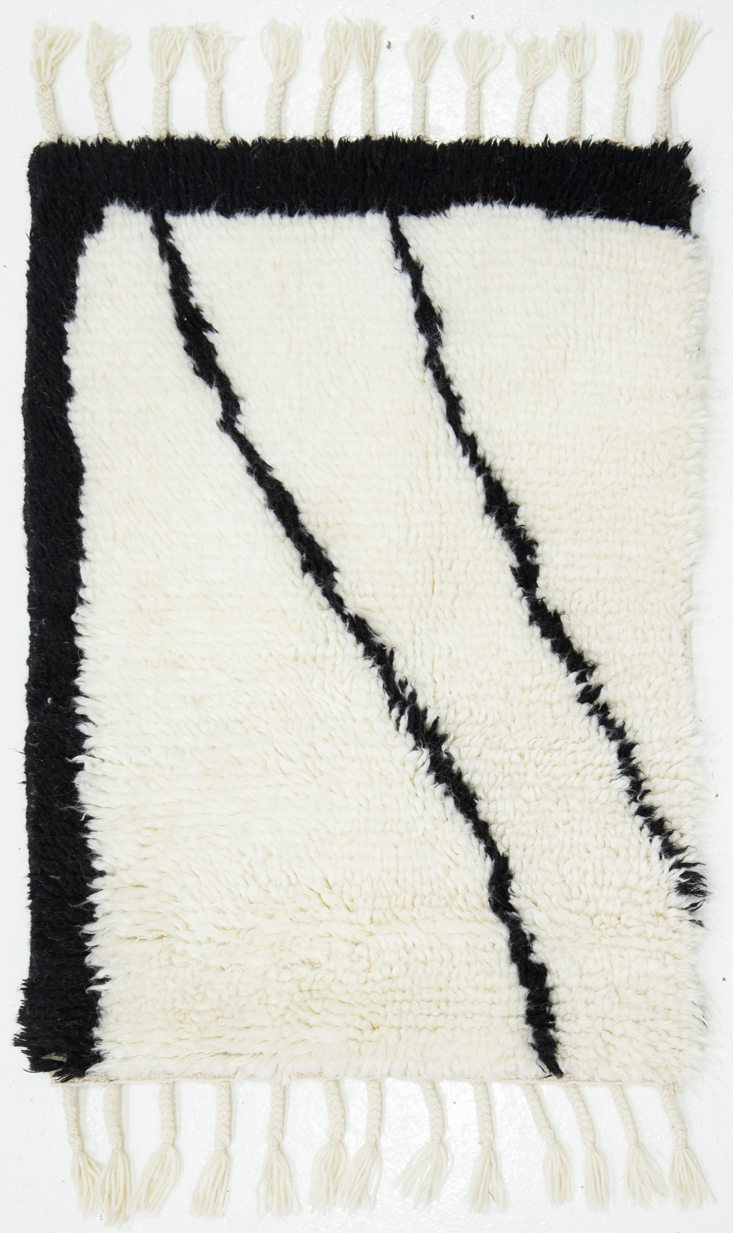 Hand-Knotted Modern Moroccan Handmade Custom Wool Rug By Apadana For Sale