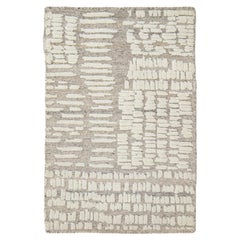 Modern Moroccan Handmade Custom Wool Rug in Beige by Apadana