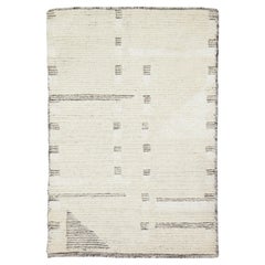 Modern Moroccan Handmade Custom Wool Rug in Ivory and Gray by Apadana