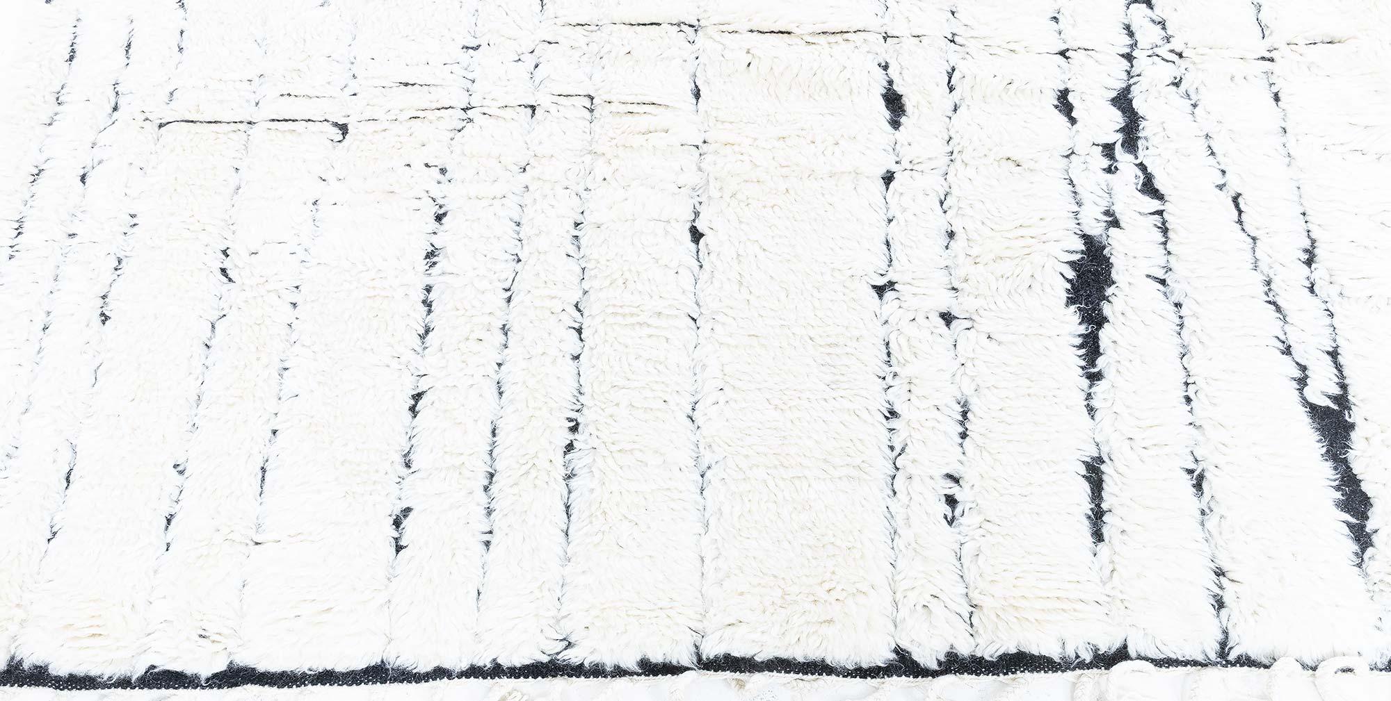 Modern Moroccan High-Low Wool Rug in Black and White by Doris Leslie Blau
Size: 12'3