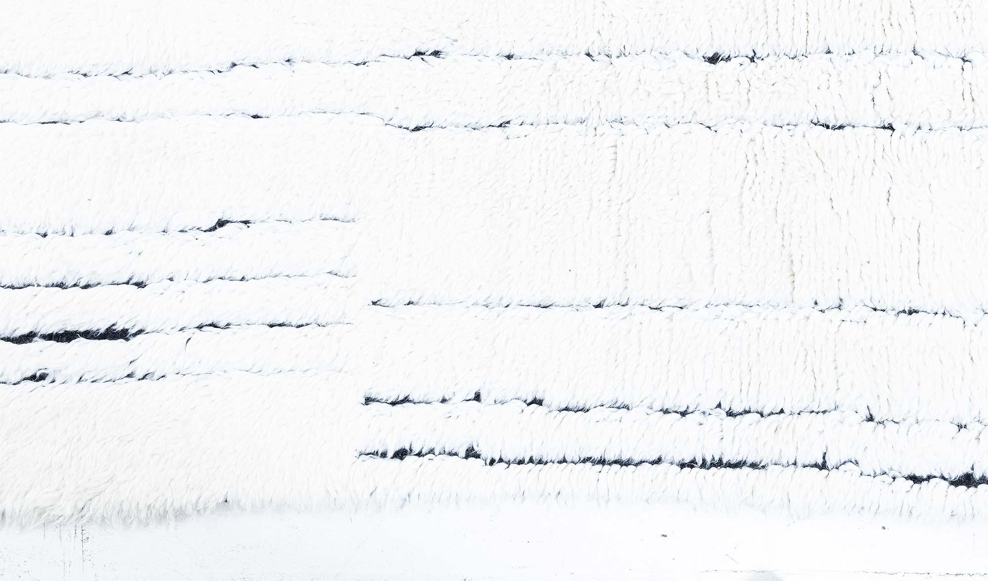 Tribal Modern Moroccan Style High-Low Wool Rug in Black and White by Doris Leslie Blau For Sale