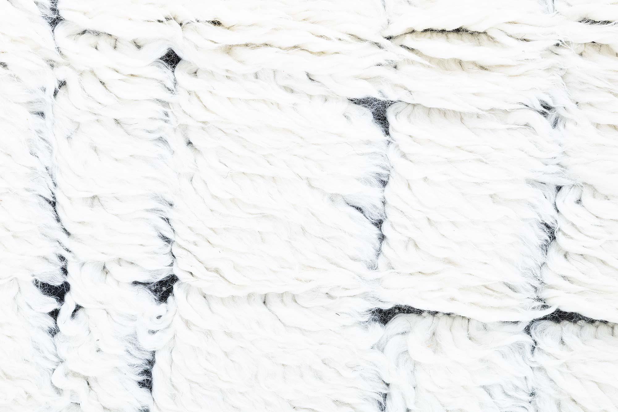 Hand-Knotted Modern Moroccan High-Low Wool Rug in Black and White by Doris Leslie Blau For Sale