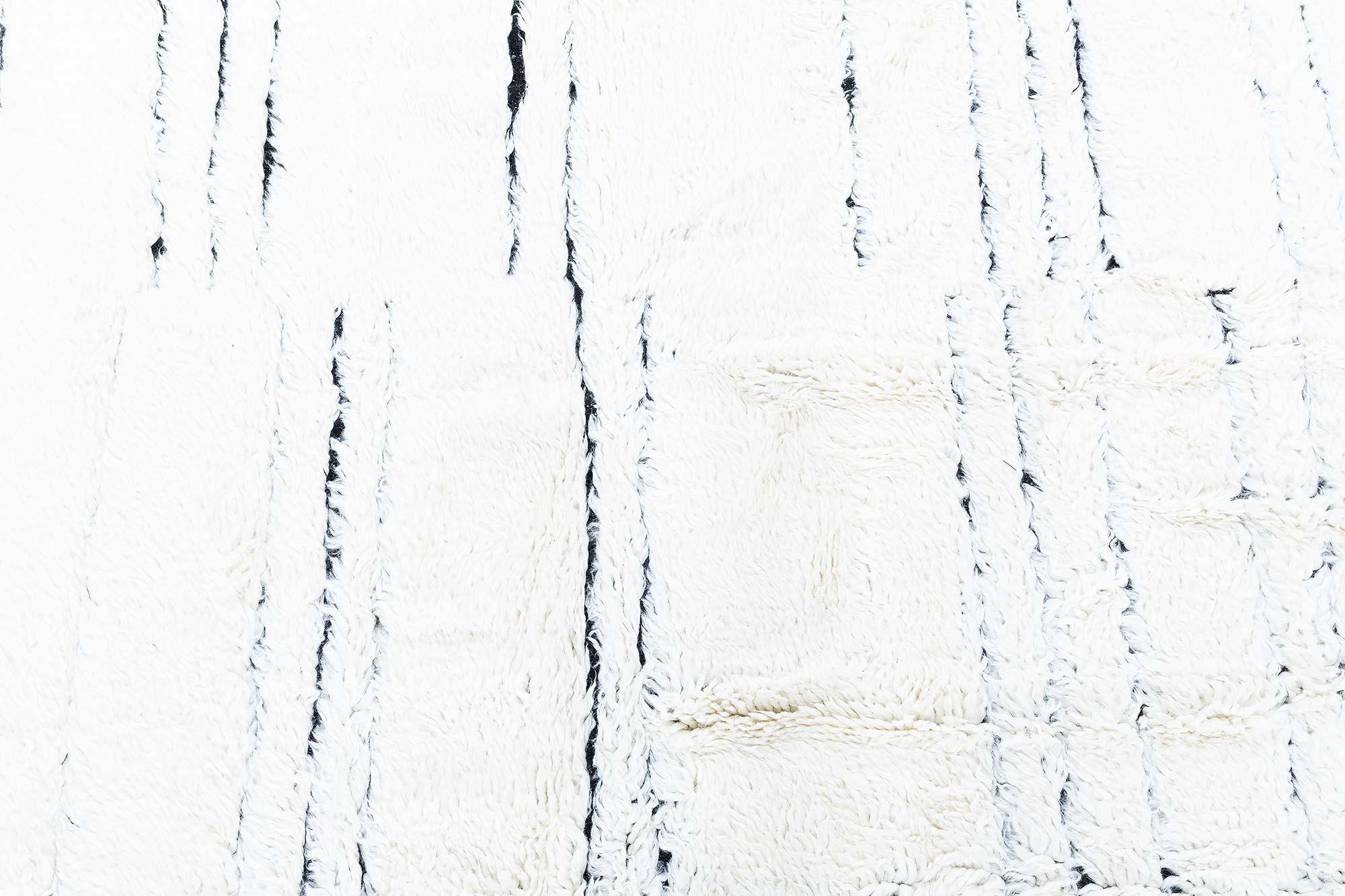 Modern Moroccan High-Low Wool Rug in Black and White by Doris Leslie Blau For Sale 1