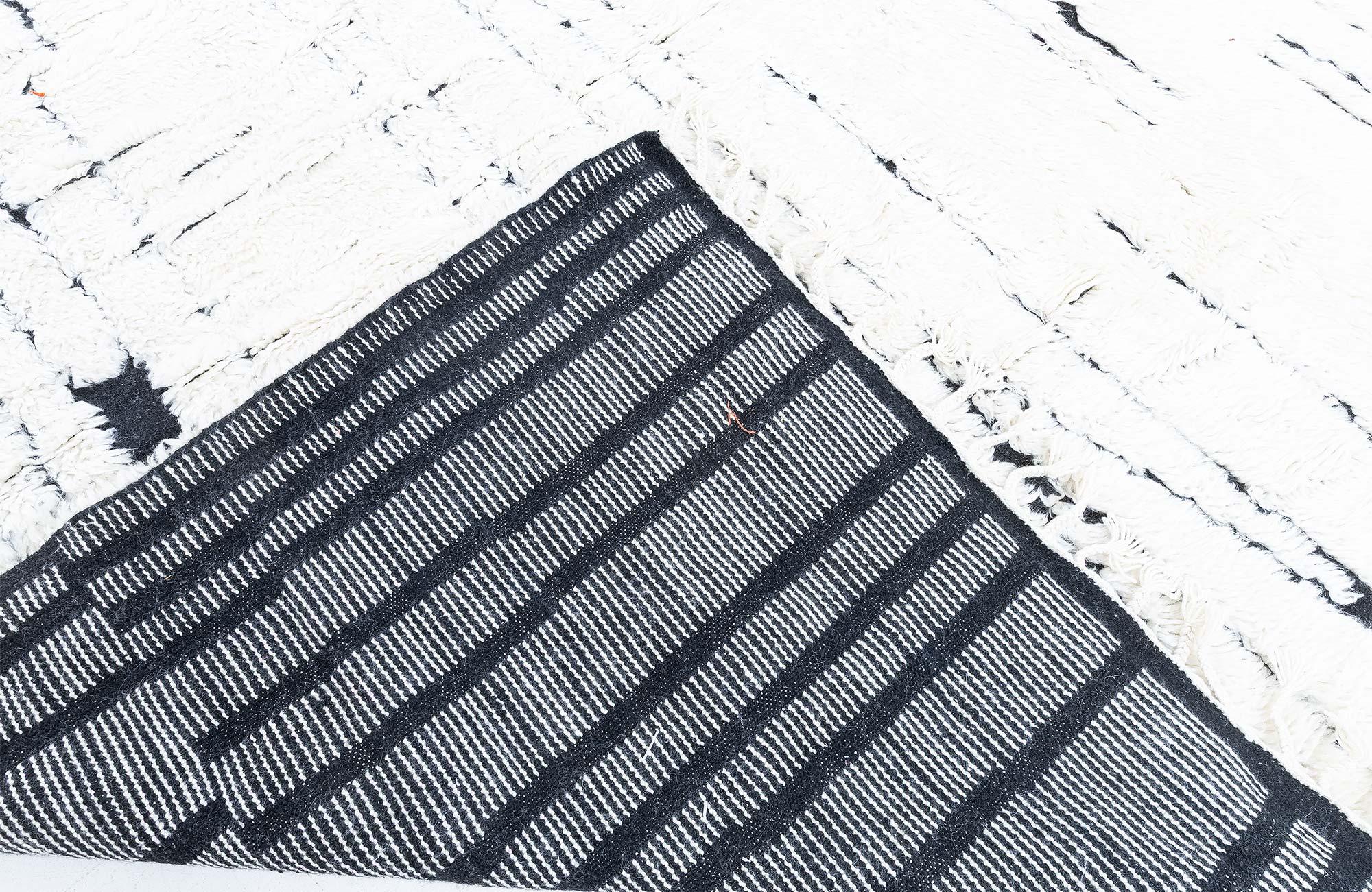 Modern Moroccan High-Low Wool Rug in Black and White by Doris Leslie Blau For Sale 2