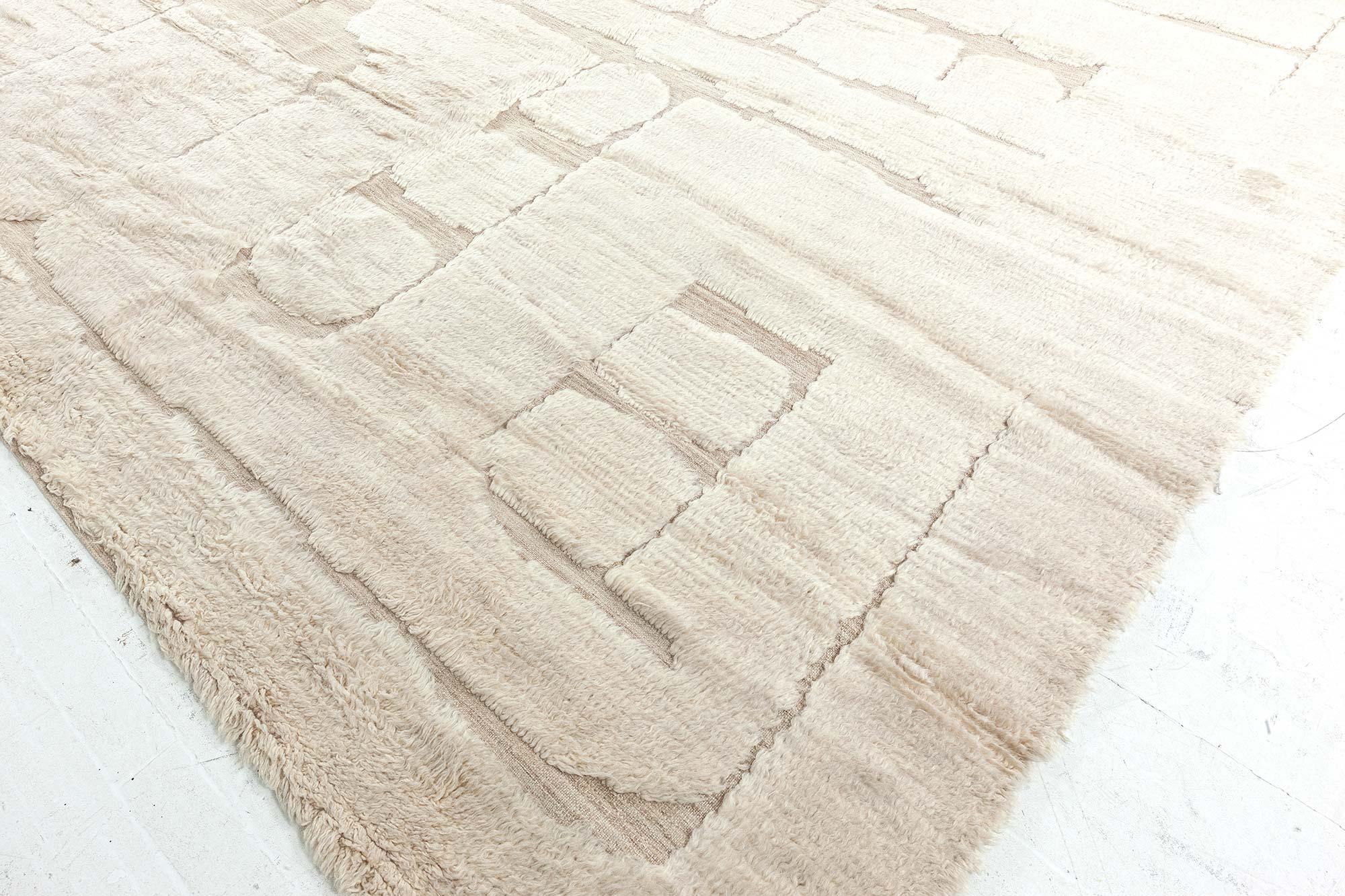 Contemporary Modern Moroccan High-Low Wool Rug with Geometric Design by Doris Leslie Blau For Sale