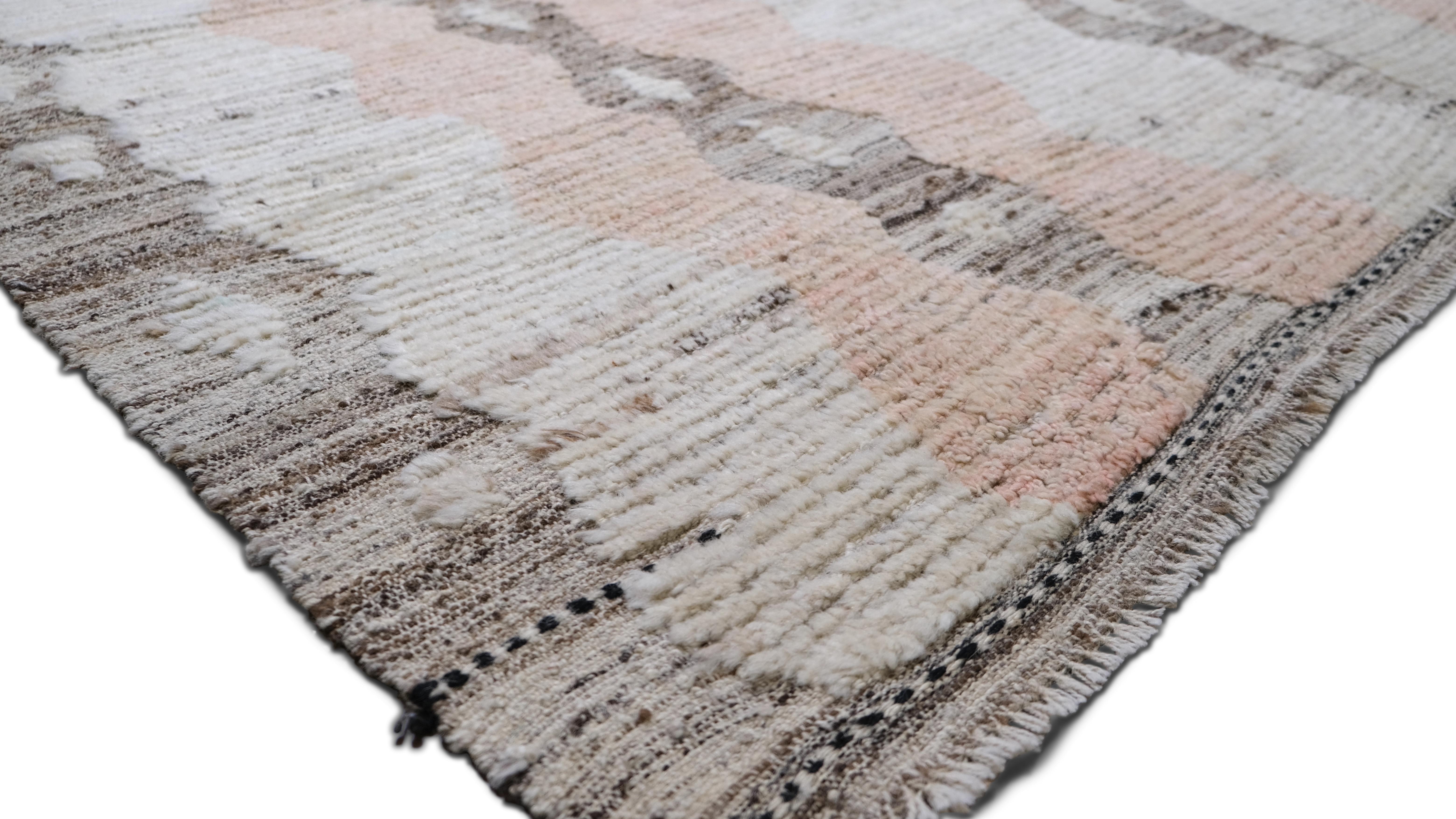 Bohemian Modern Moroccan Inspired Geometric Patterend Wool Rug 10'6''x13'2'' For Sale
