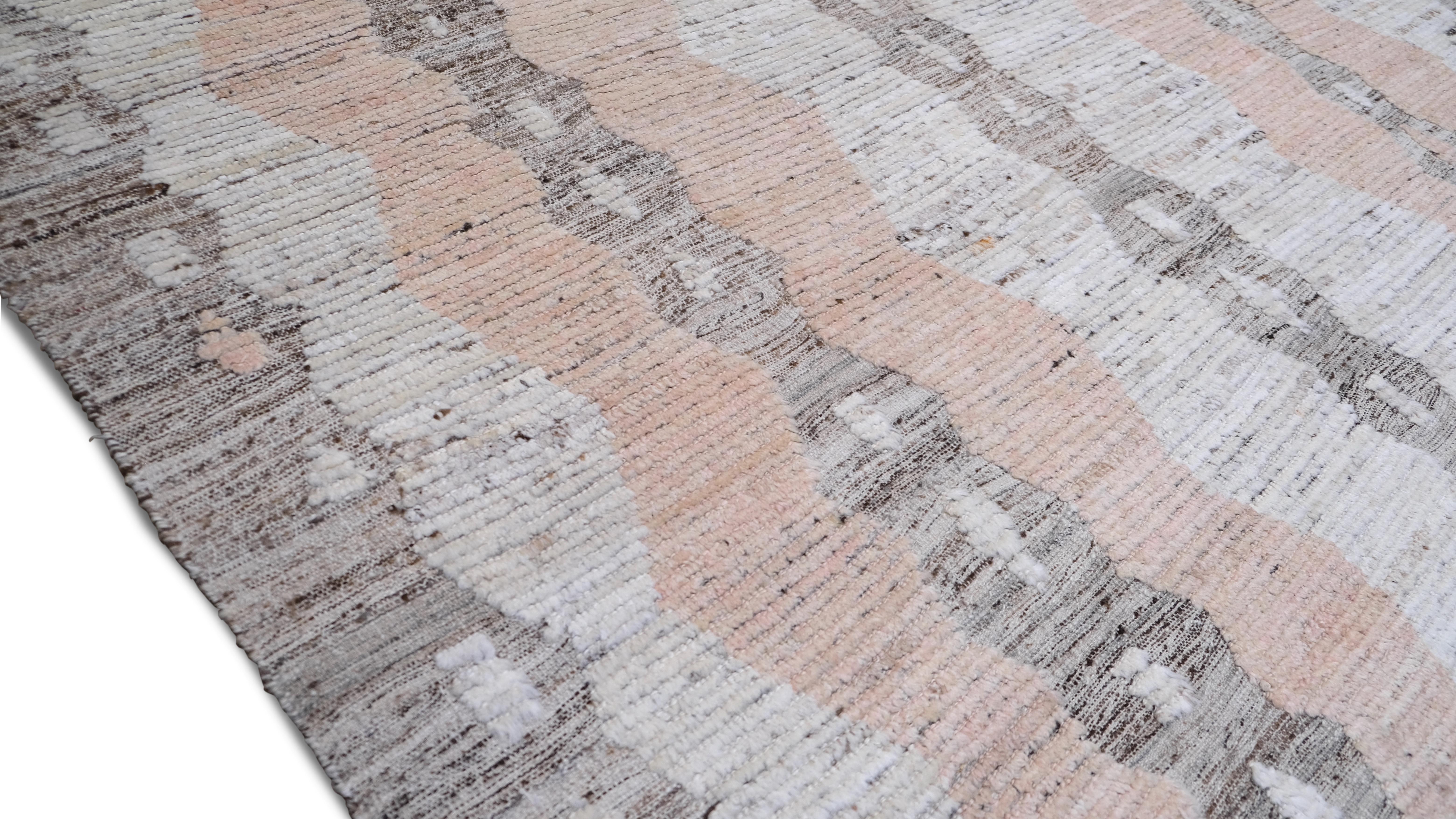 Pakistani Modern Moroccan Inspired Geometric Patterend Wool Rug 10'6''x13'2'' For Sale
