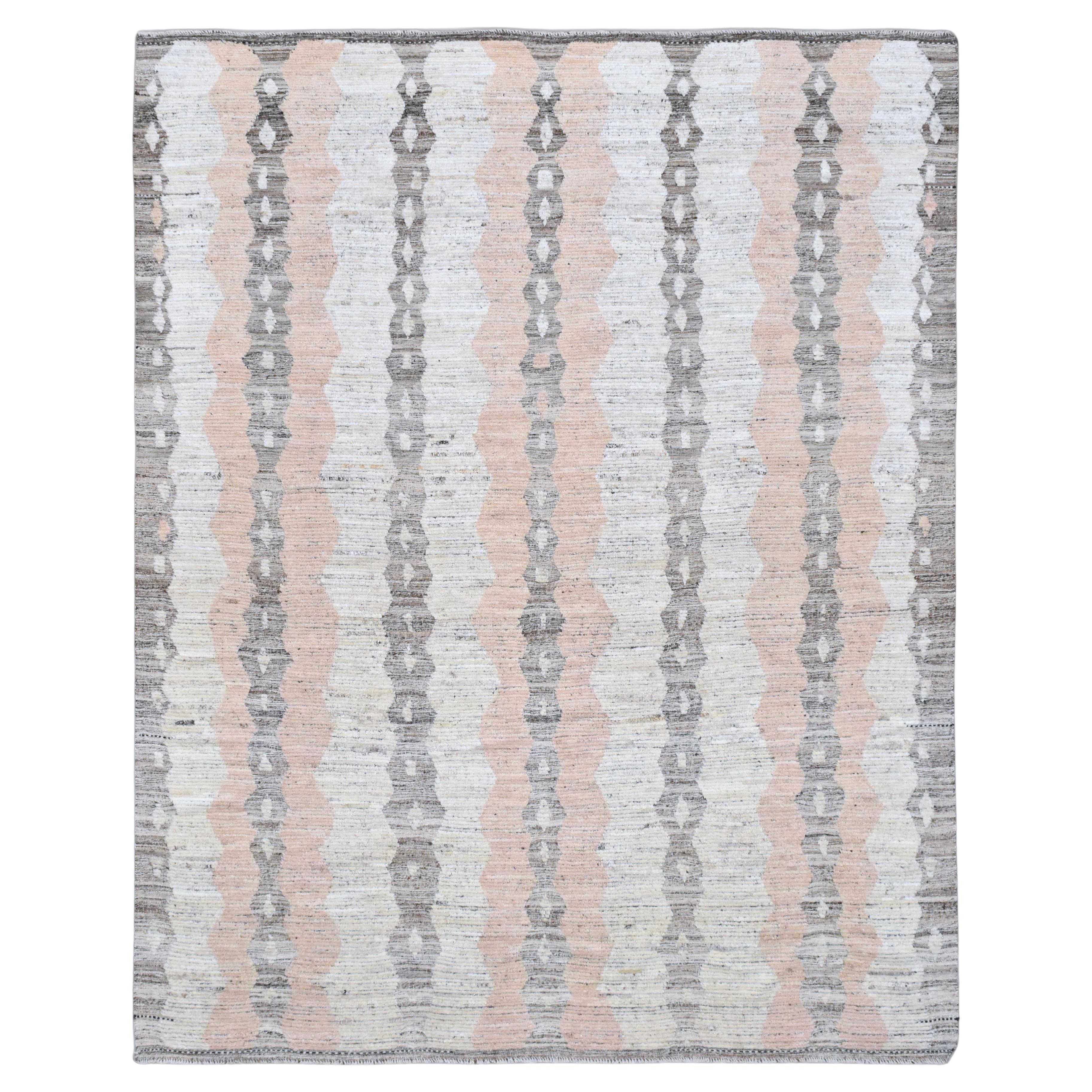 Modern Moroccan Inspired Geometric Patterend Wool Rug 10'6''x13'2''