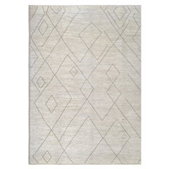 Modern Moroccan Ivory and Taupe Wool Rug 16'6''x20'3''