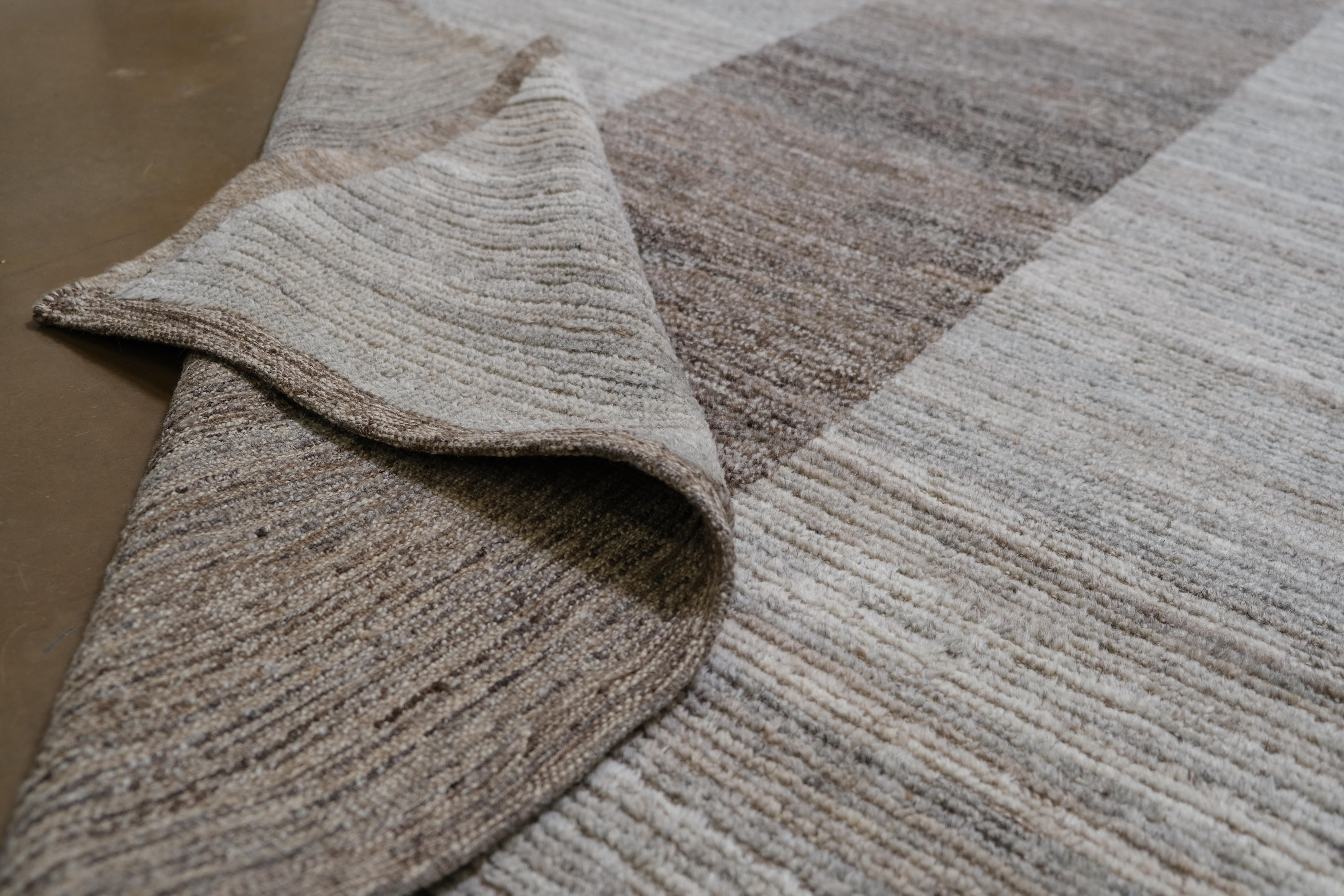 Alfombra moderna de lana de pelo bajo de inspiración marroquí 10'x14'1'' Anudado a mano en venta