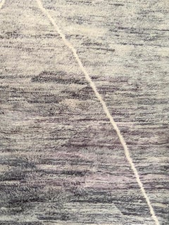 Modern Moroccan Mid Century Deco Gray Ivory Lavender Rug by Silk Road Rug Inc.