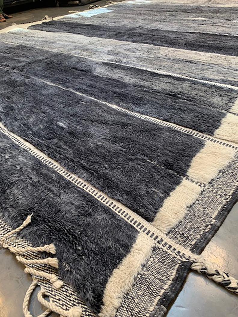 Mid-Century Modern Modern Moroccan Mid Century Deco Ivory Gray's Area Rug by Silk Road Rug Inc. For Sale
