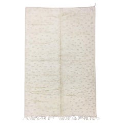 Modern Moroccan Mid Century Deco Ivory High Low Area Rug by Silk Road Rug Inc.