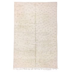Modern Moroccan Mid Century Deco Ivory High Low Area Rug by Silk Road Rug Inc.