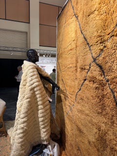 Modern Moroccan Mid Century Golden Cognac Charcoal Gray Rug by Silk Road Rug Inc