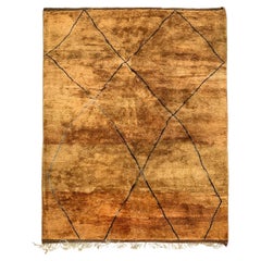 Modern Moroccan Mid Century Golden Cognac Charcoal Gray Rug by Silk Road Rug Inc