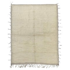 Modern Moroccan Mid Century Ivory and Gray Area Rug by Silk Road Rug Inc