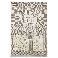 The Moderns Moroccan Mid Century Ivory Brown Rug by Silk Road Rug Inc.