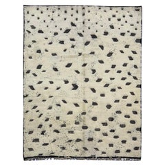 Modern Moroccan Mid Century Ivory Gray & Black Area Rug by Silk Road Rug Inc