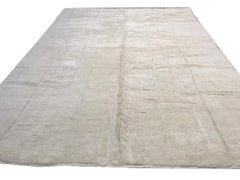 Modern Moroccan Mid Century Ivory High Low Rug by Silk Road Rug Inc.