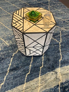 Modern Moroccan Mid Century Sky Blue & Ivory Area Rug by Silk Road Rug Inc