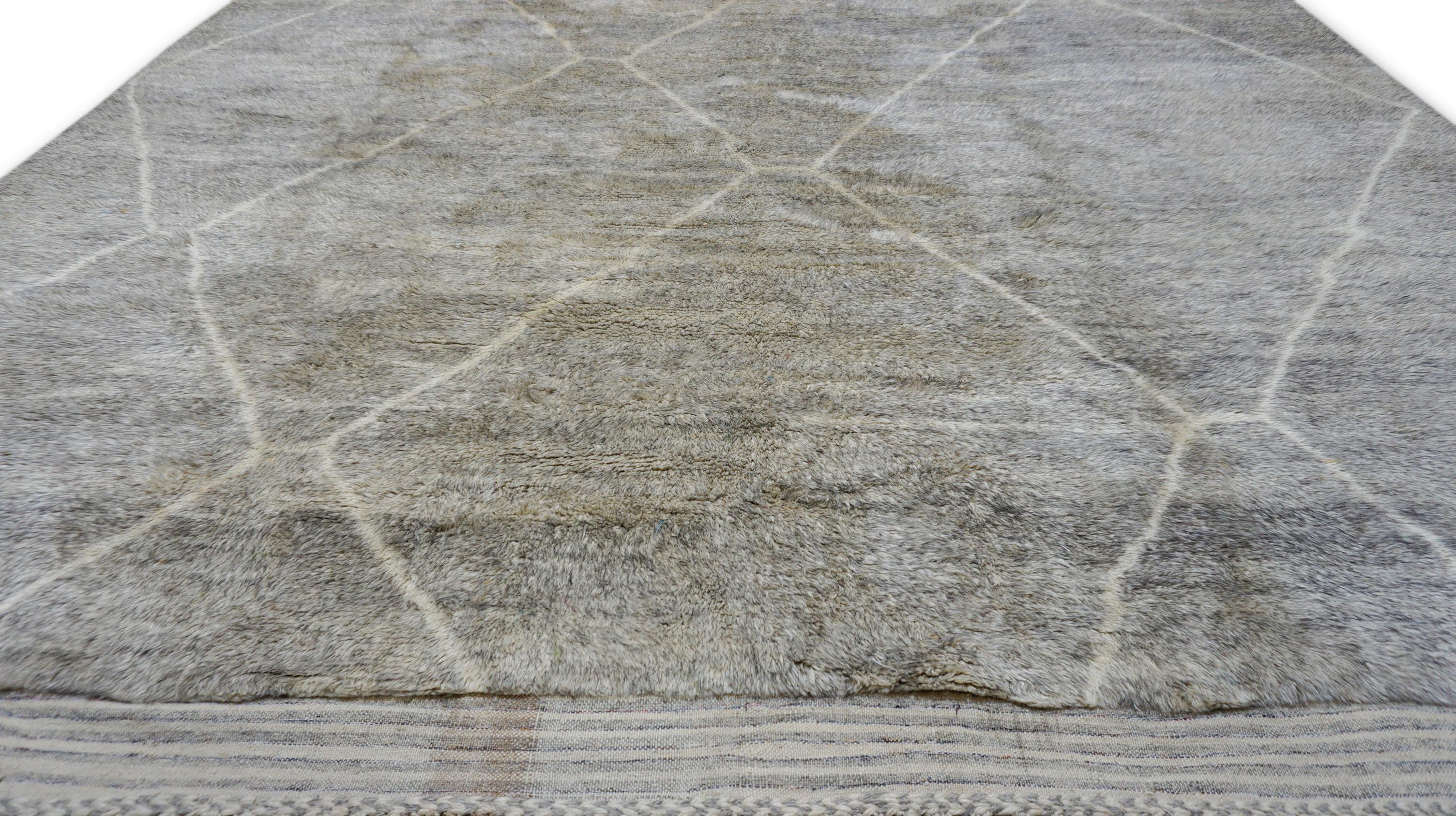 Tappeto moderno in lana a reticolo diamantato Moroccan Mink 10'6''x15' In condizioni Nuovo in vendita a Torrance, CA
