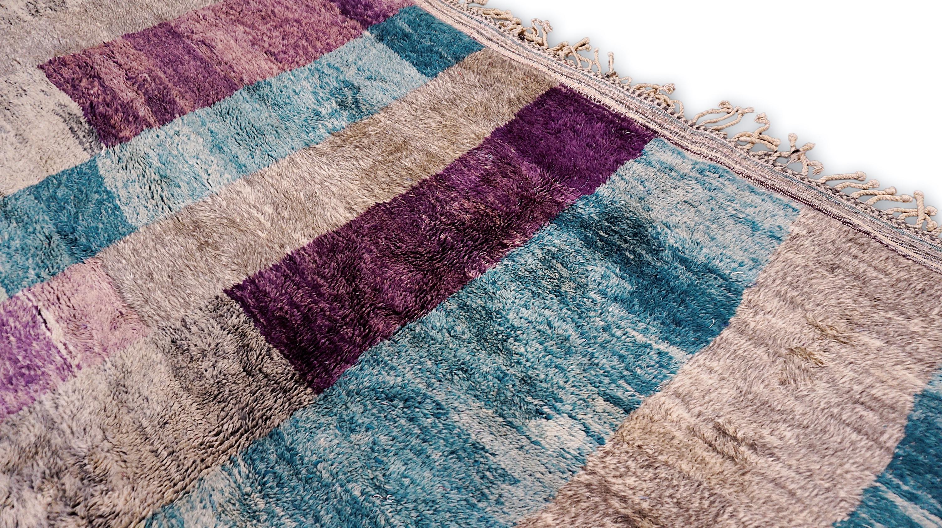 Tappeto moderno marocchino in lana viola, blu e grigio 10'x14'4'' In condizioni Nuovo in vendita a Torrance, CA
