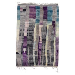 Modern Moroccan Purple, Blue, and Gray Wool Rug 10'x14'4''