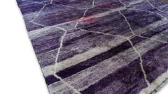 Modern Moroccan Purple Diamond Patterned Beni Ourain Wool Rug 10'8''x15'9''