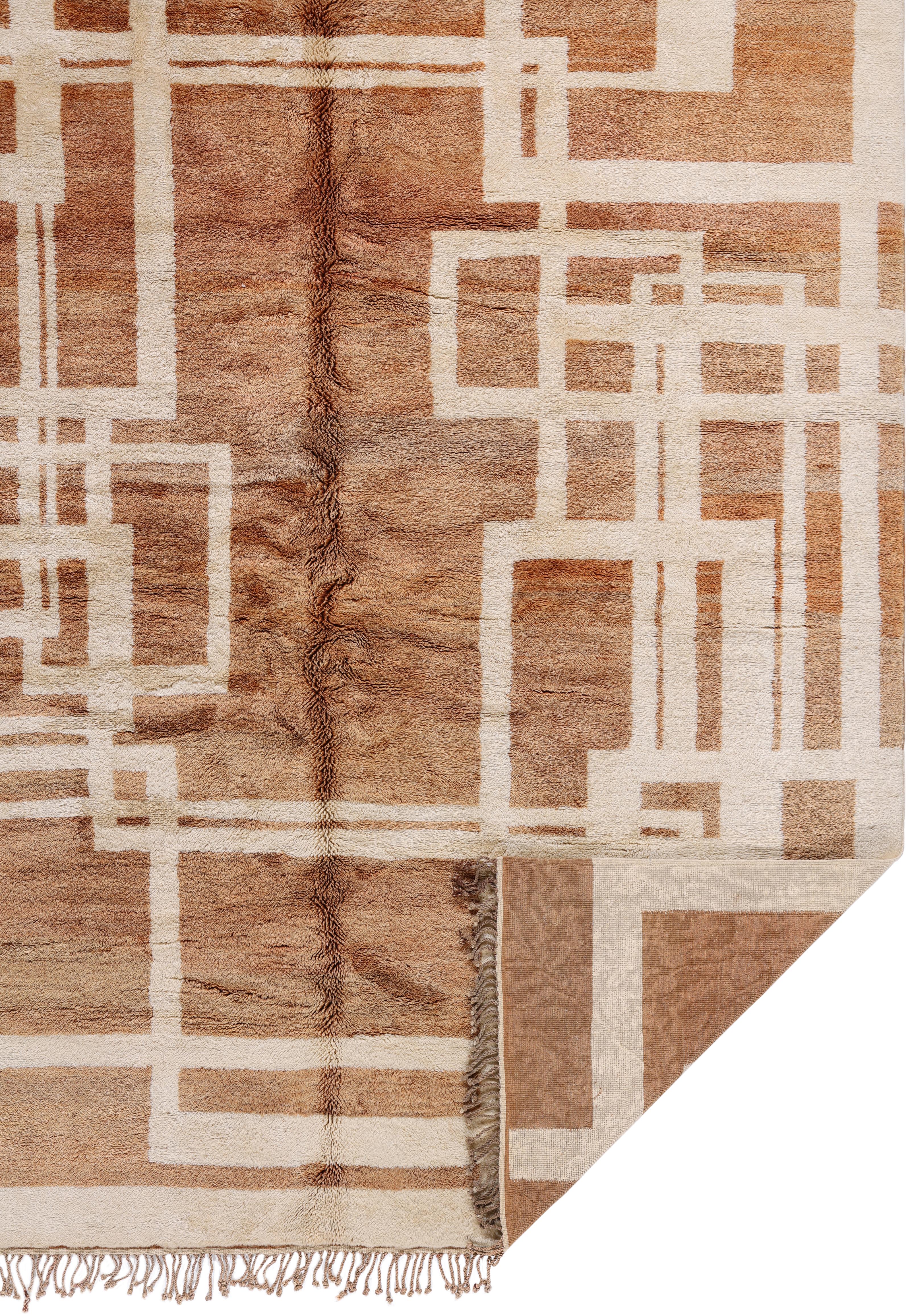 Tappeto marocchino moderno - Lana annodata a mano con disegno geometrico astratto in vendita 3