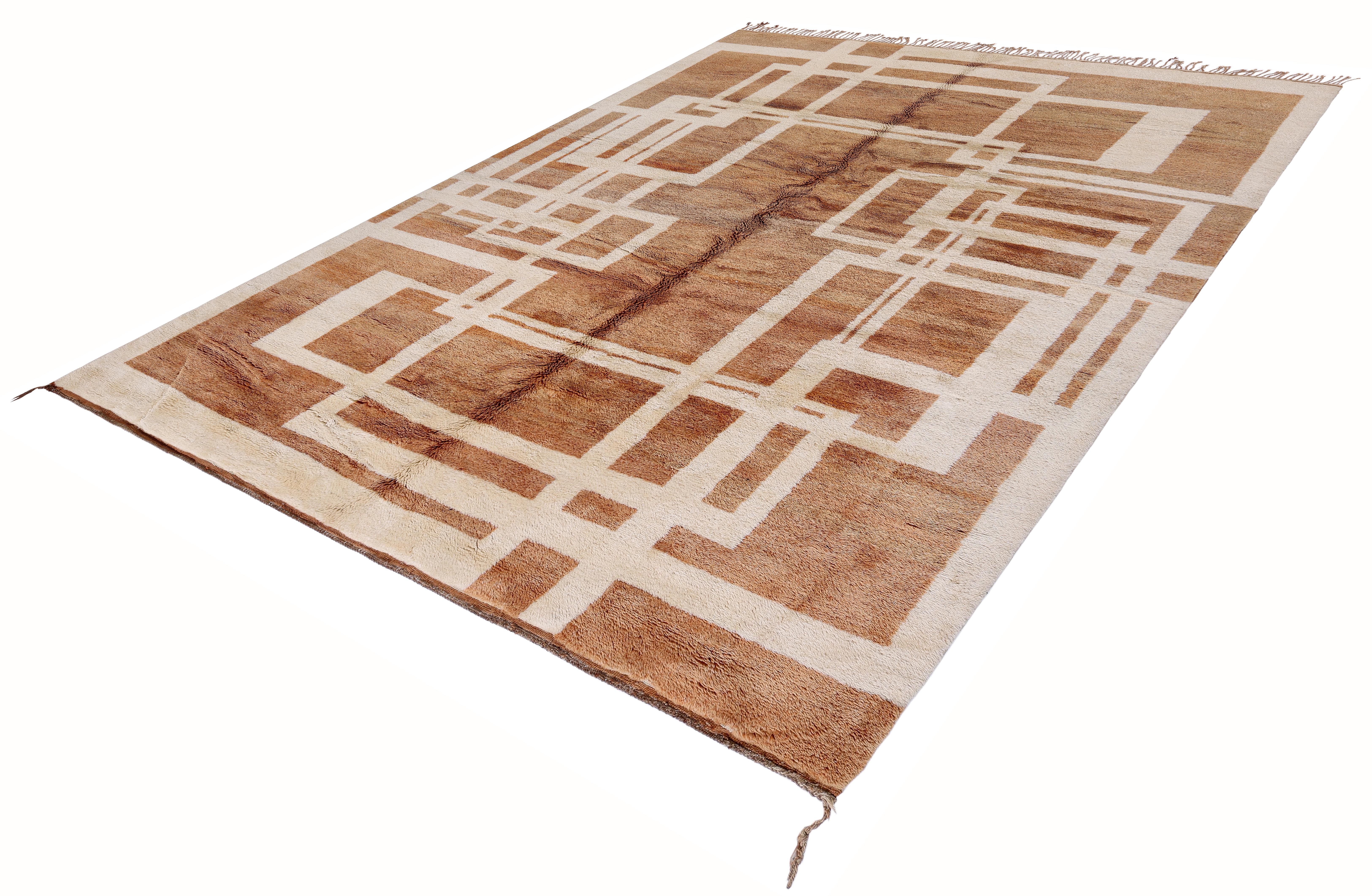 Marocchino Tappeto marocchino moderno - Lana annodata a mano con disegno geometrico astratto in vendita