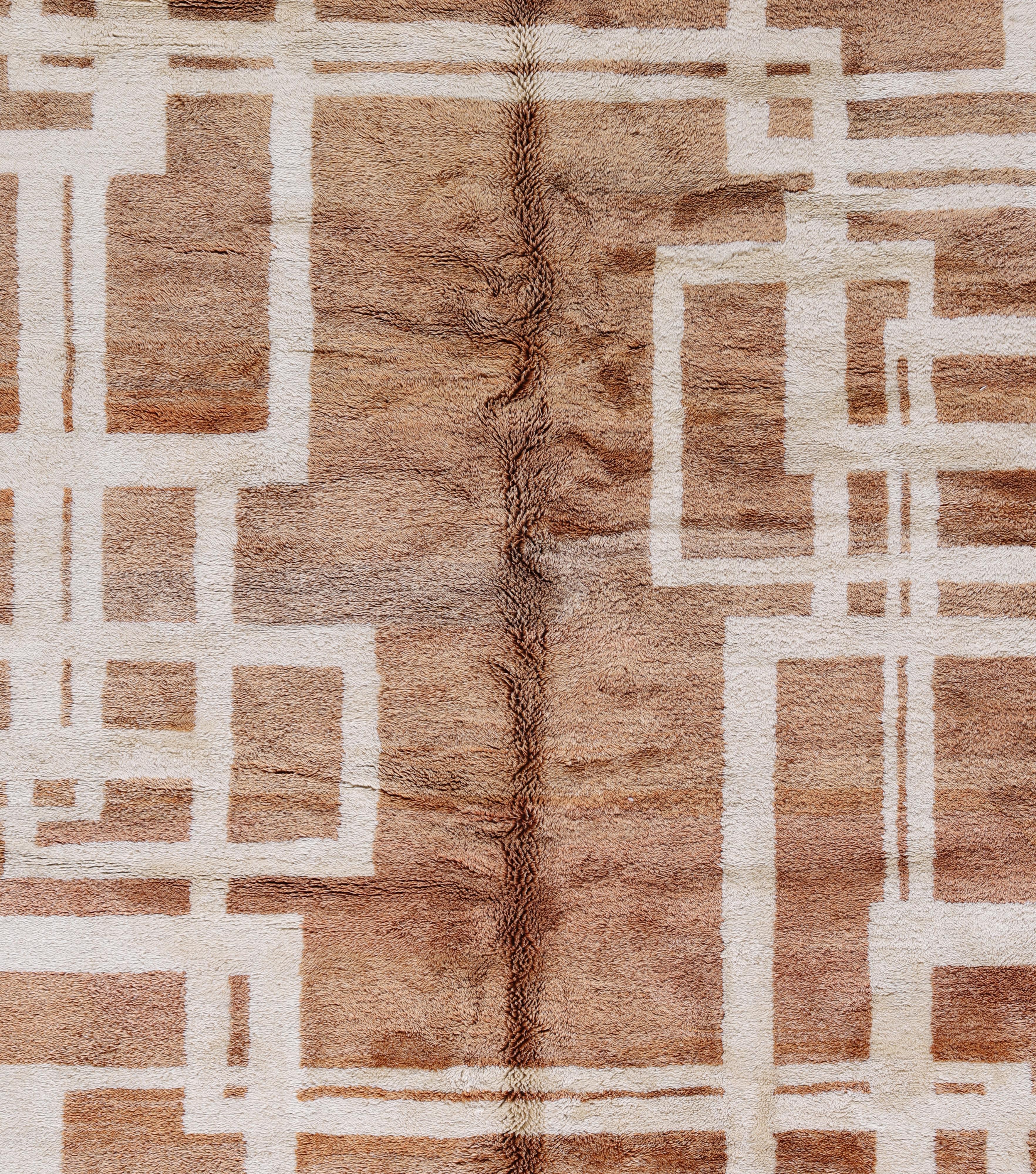 Tappeto marocchino moderno - Lana annodata a mano con disegno geometrico astratto in vendita 1