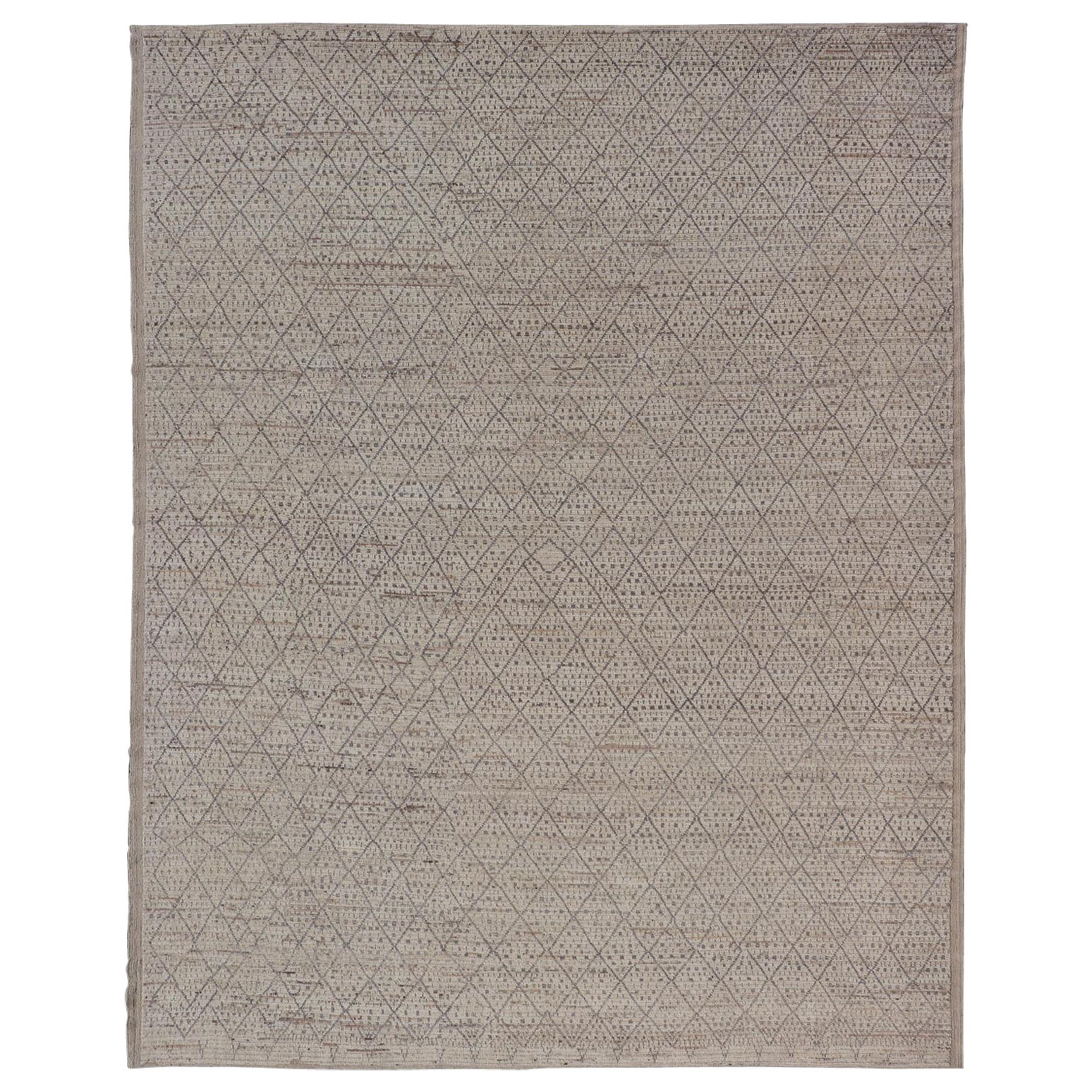 Moderner marokkanischer Teppich aus Wolle mit All-Over-Diamant-Design von Keivan Woven Arts