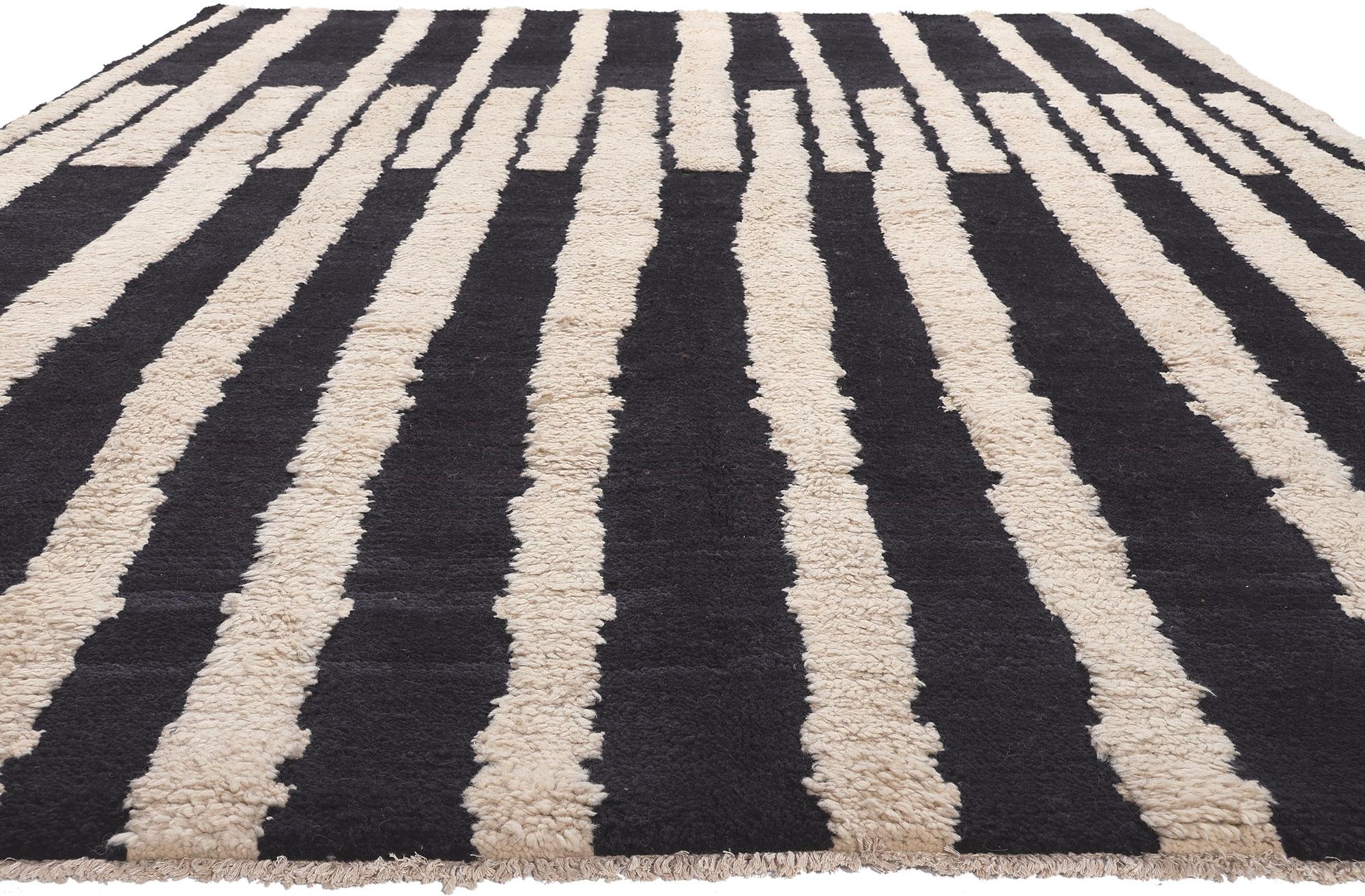 Wool Modern Moroccan Rug Inspired by Josef Albers with Holistic Bauhaus Design For Sale