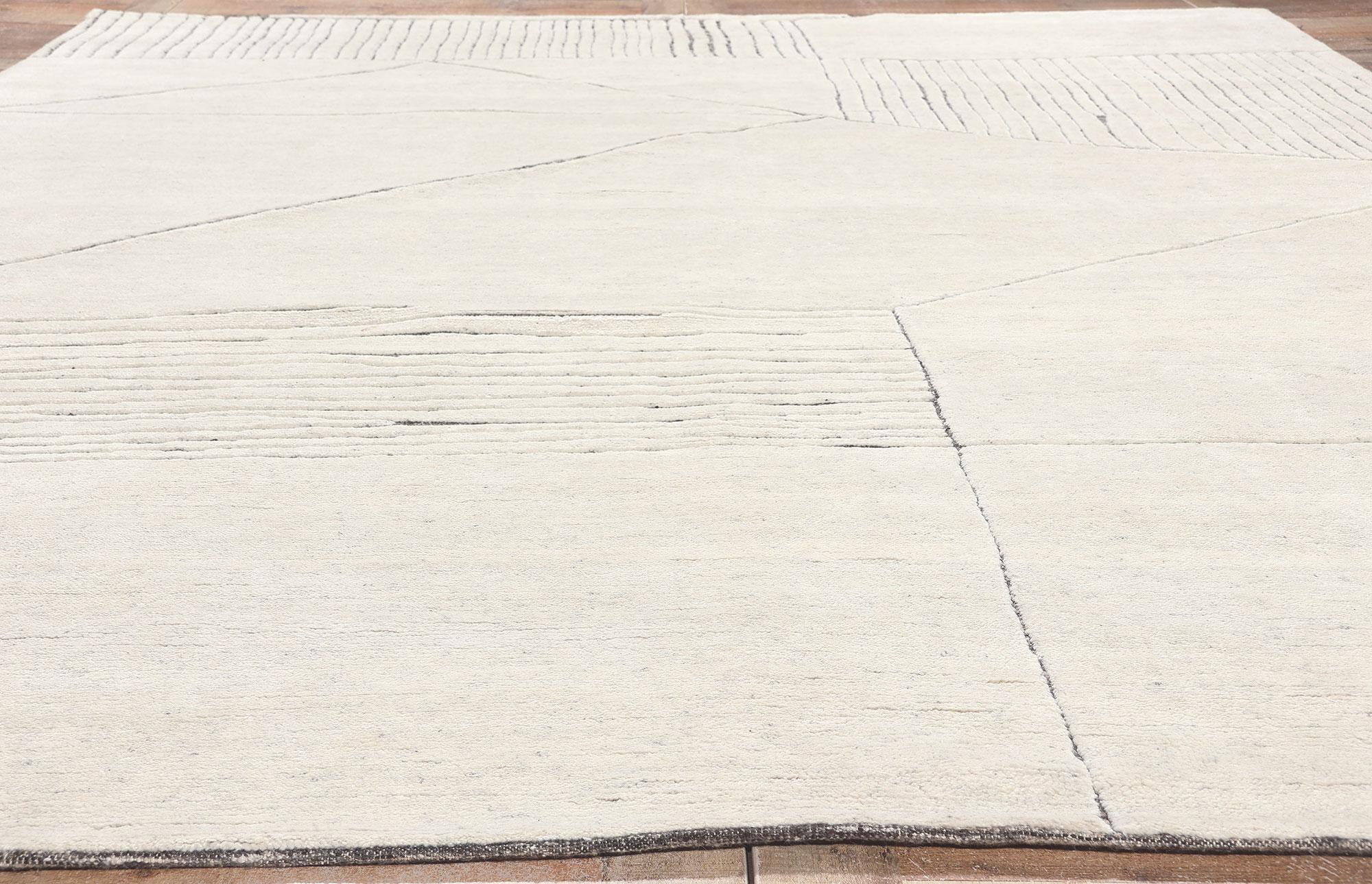 Modern Moroccan Rug, Minimalist Abstract Style Meets Deconstructivism 1