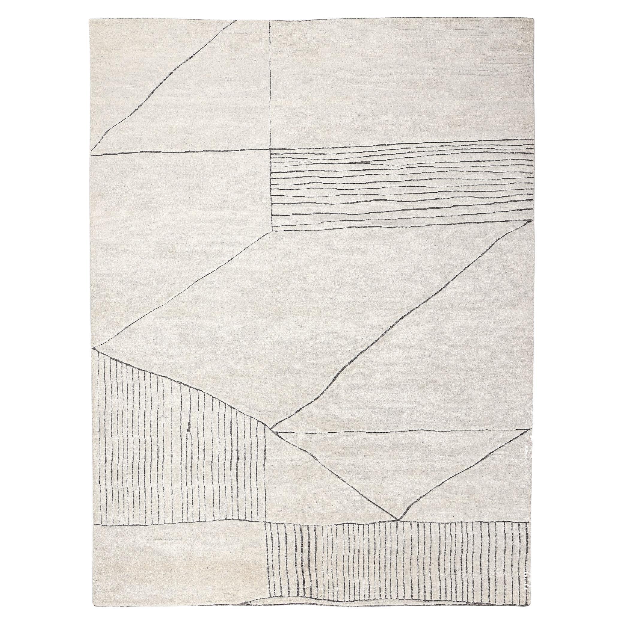 Modern Moroccan Rug, Minimalist Abstract Style Meets Deconstructivism  For Sale