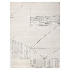 Moderner marokkanischer Teppich, minimalistischer, abstrakter Stil, der auf Dekonstruivismus trifft 