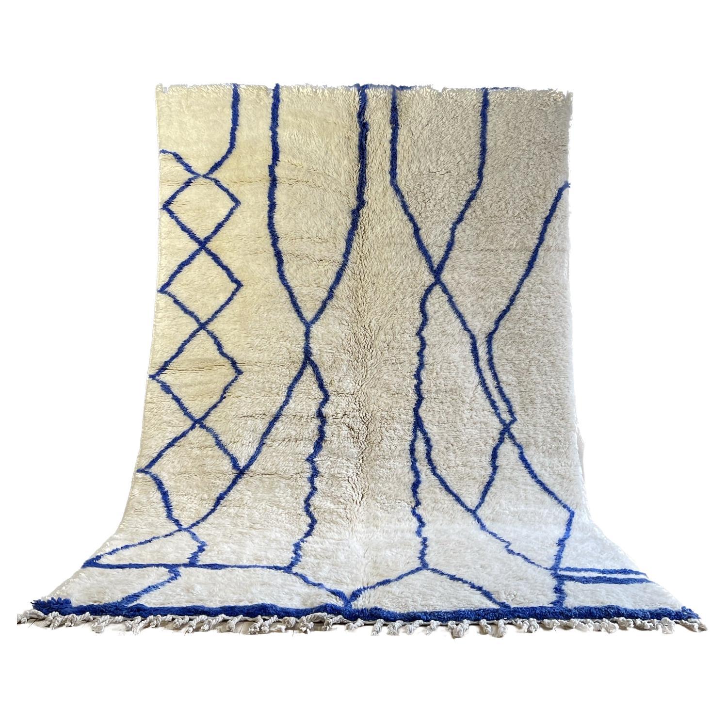 Modern Moroccan Rug Natural Wool by French Designer SD For Sale