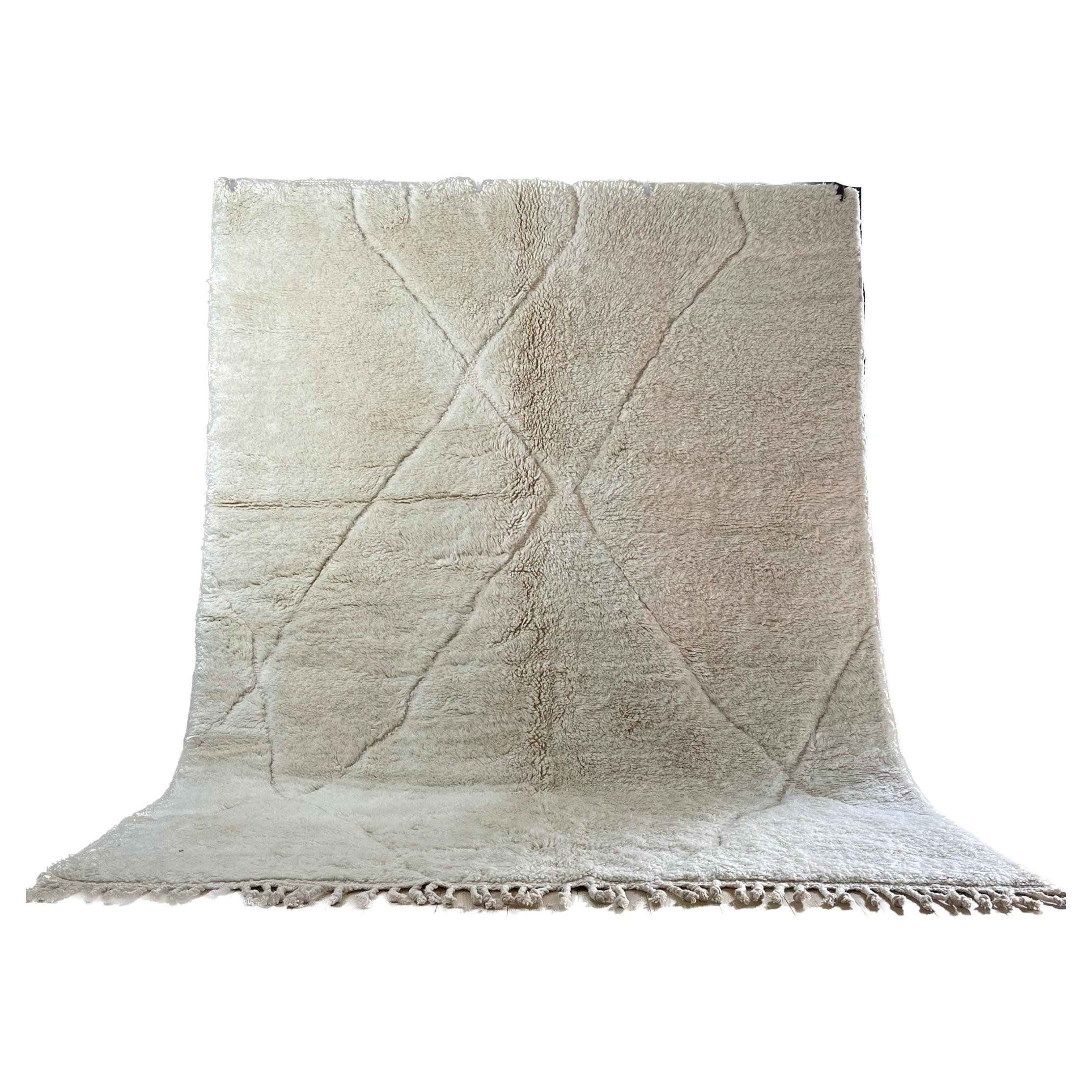 Modern Moroccan Rug Natural Wool For Sale