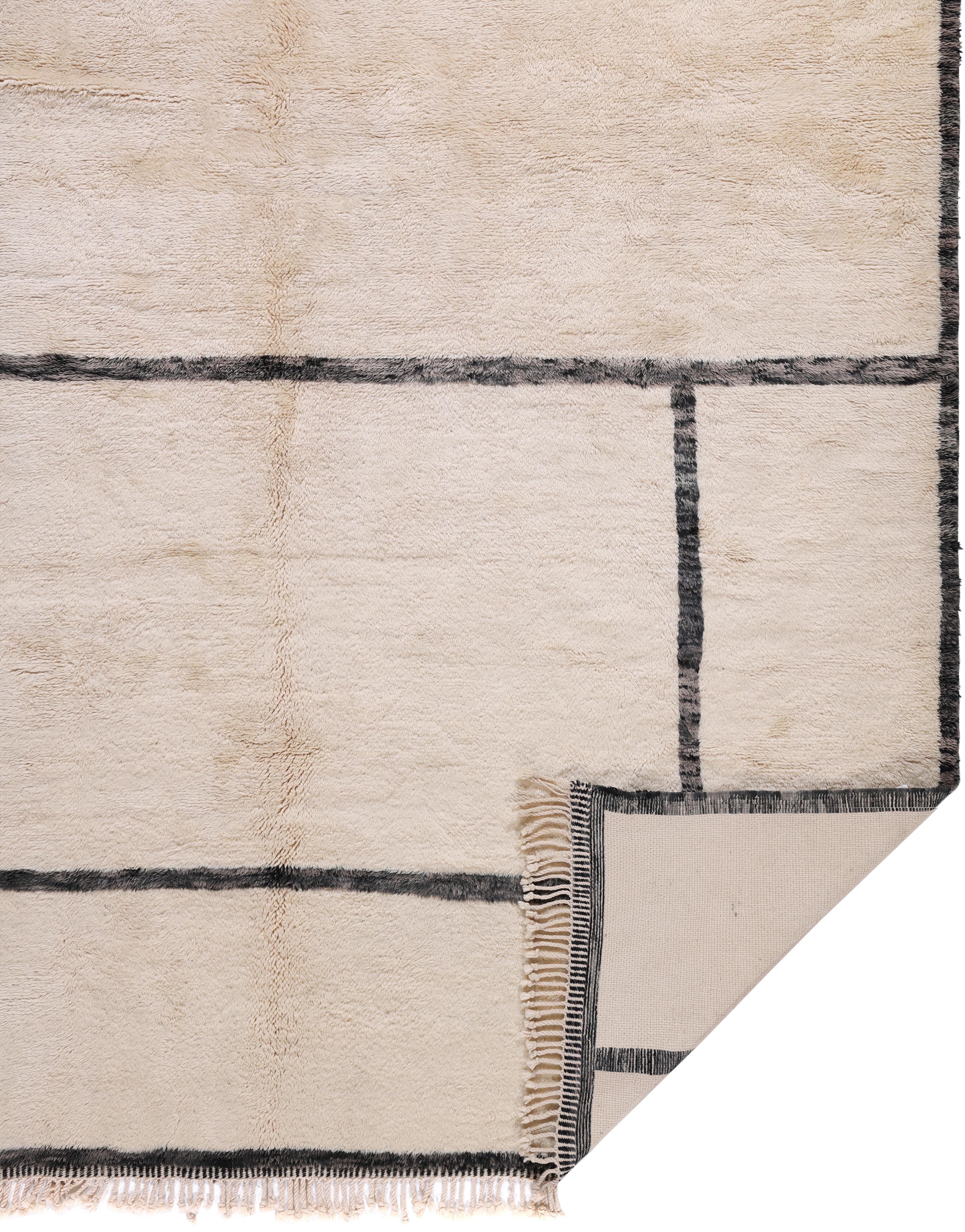 Modern Moroccan Rug with Handwoven Abstract Grid Design For Sale 3