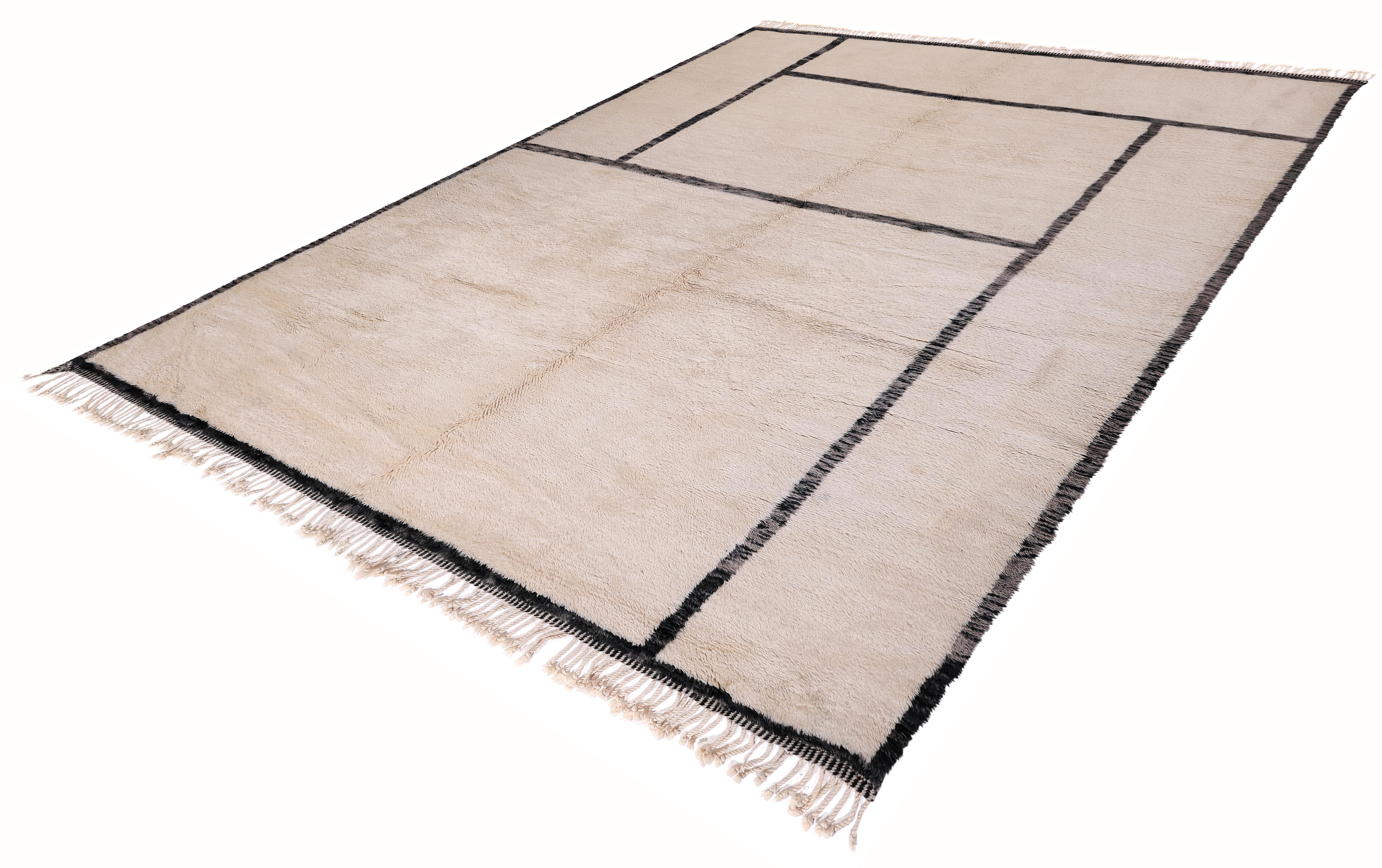 Hand-Knotted Modern Moroccan Rug with Handwoven Abstract Grid Design For Sale