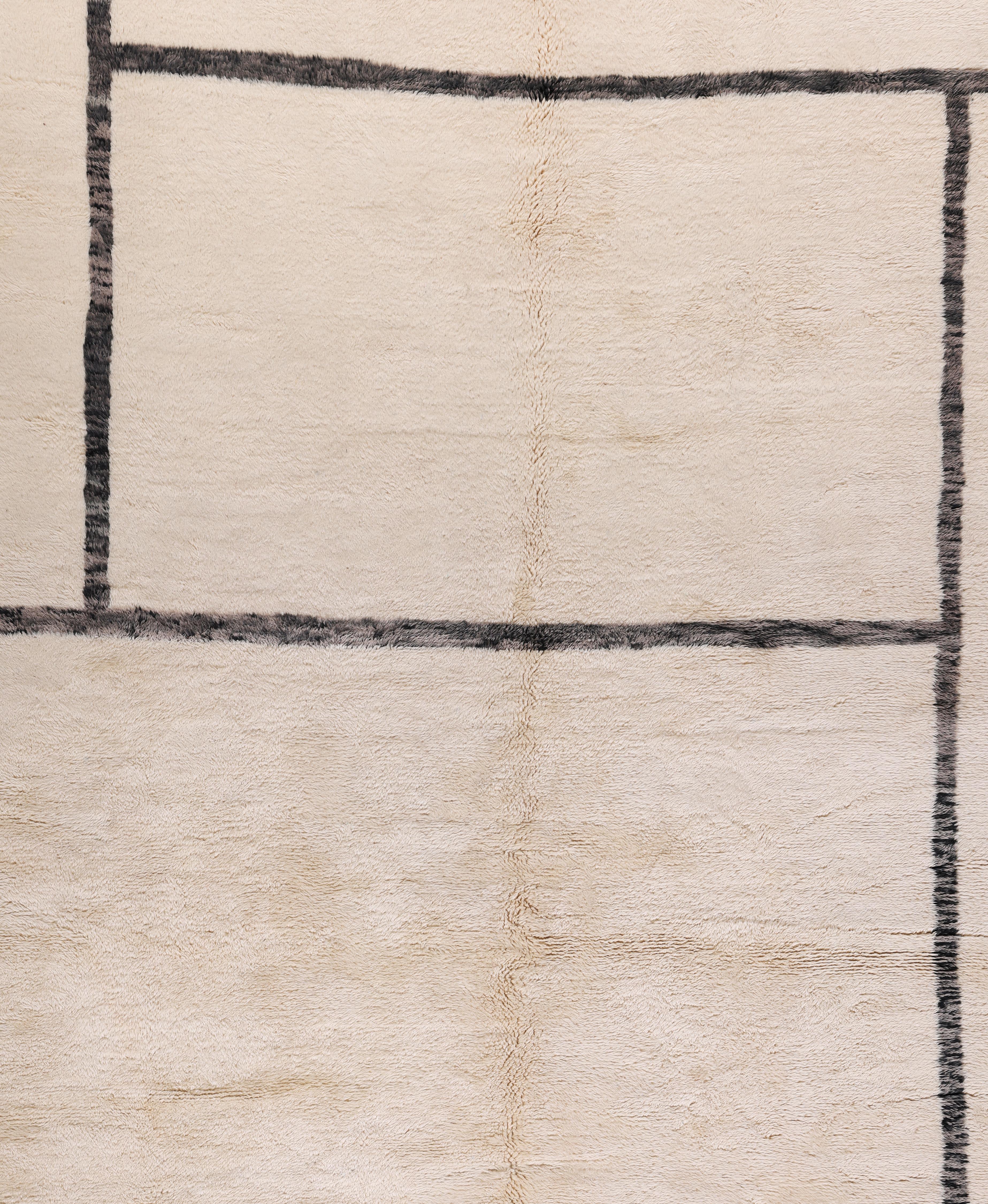 Modern Moroccan Rug with Handwoven Abstract Grid Design For Sale 1