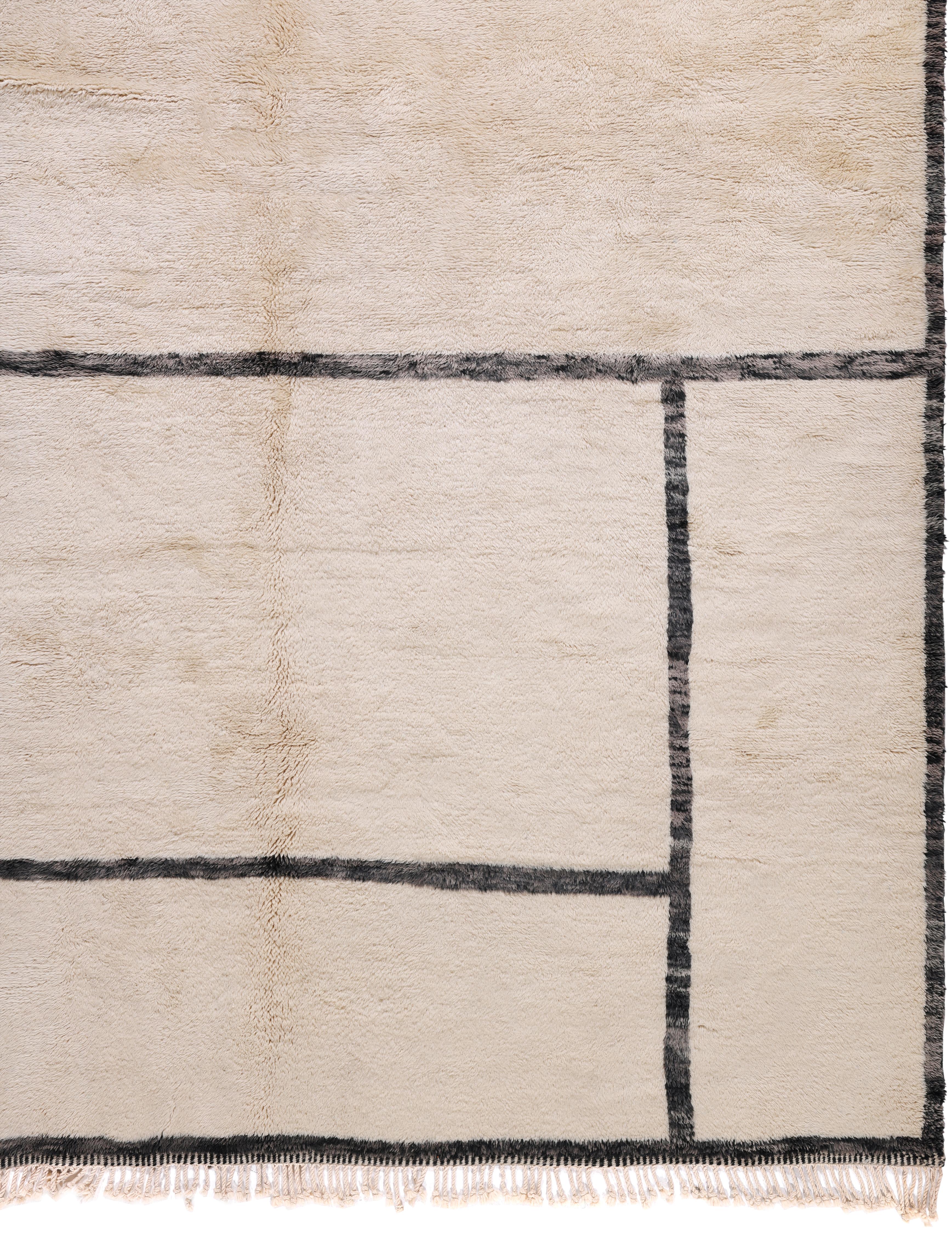 Modern Moroccan Rug with Handwoven Abstract Grid Design For Sale 2