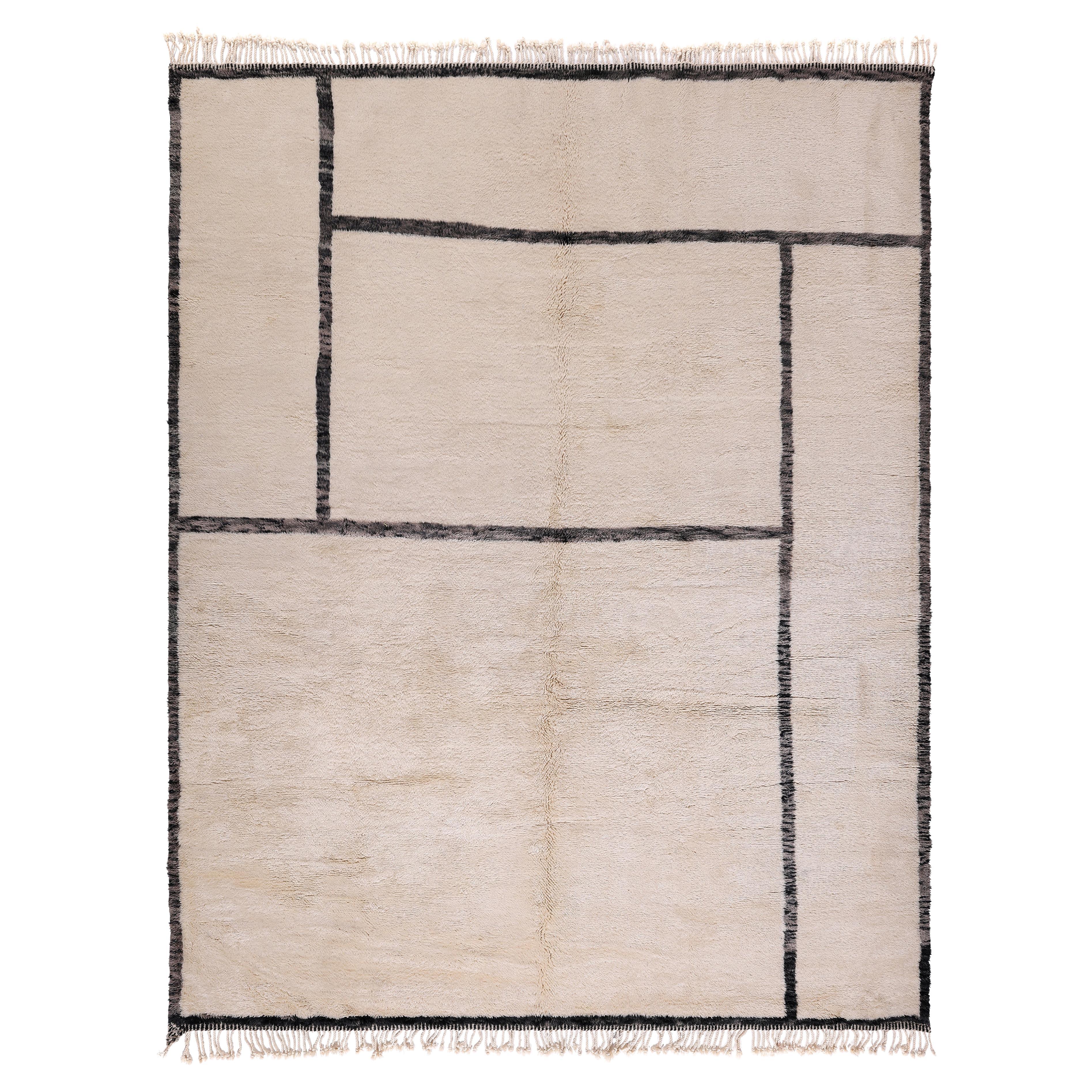 Modern Moroccan Rug with Handwoven Abstract Grid Design For Sale