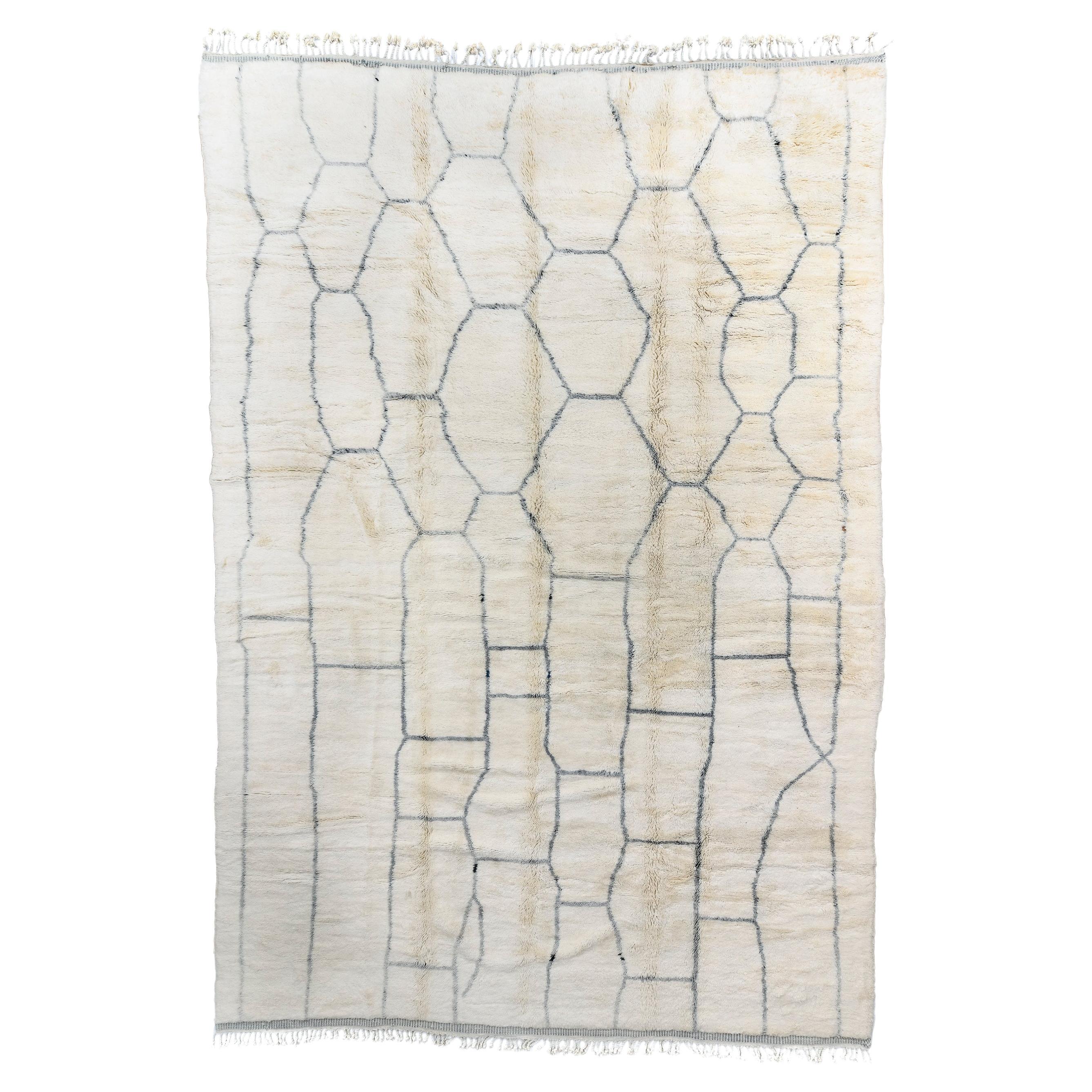 Modern Moroccan Rug with Irregular Lattice Design For Sale